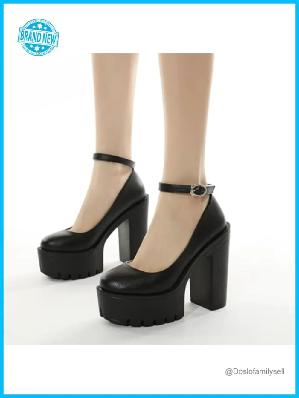 Womens Platform Mary Janes Chunky High Heels Gothic Shoes Round Toe Ankle Strap